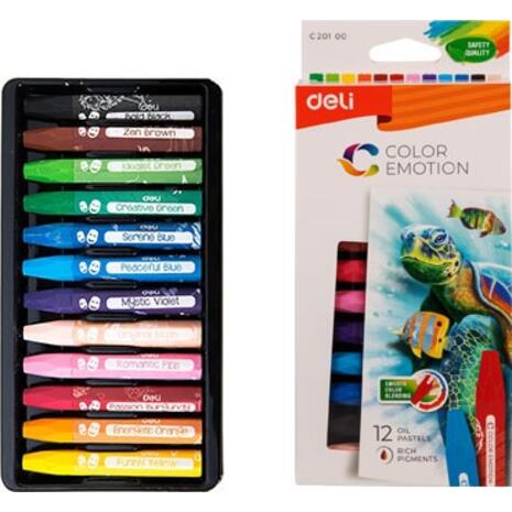 Λαδοπαστέλ Deli Color Emotion 12 Χρώματα - Ανακάλυψε Κηρομπογιές - Λαδοπαστέλ για ζωγραφική χωρίς πινέλα, διαλυτικά και παλέτες.
